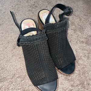 Black Perforated Women's Sandals